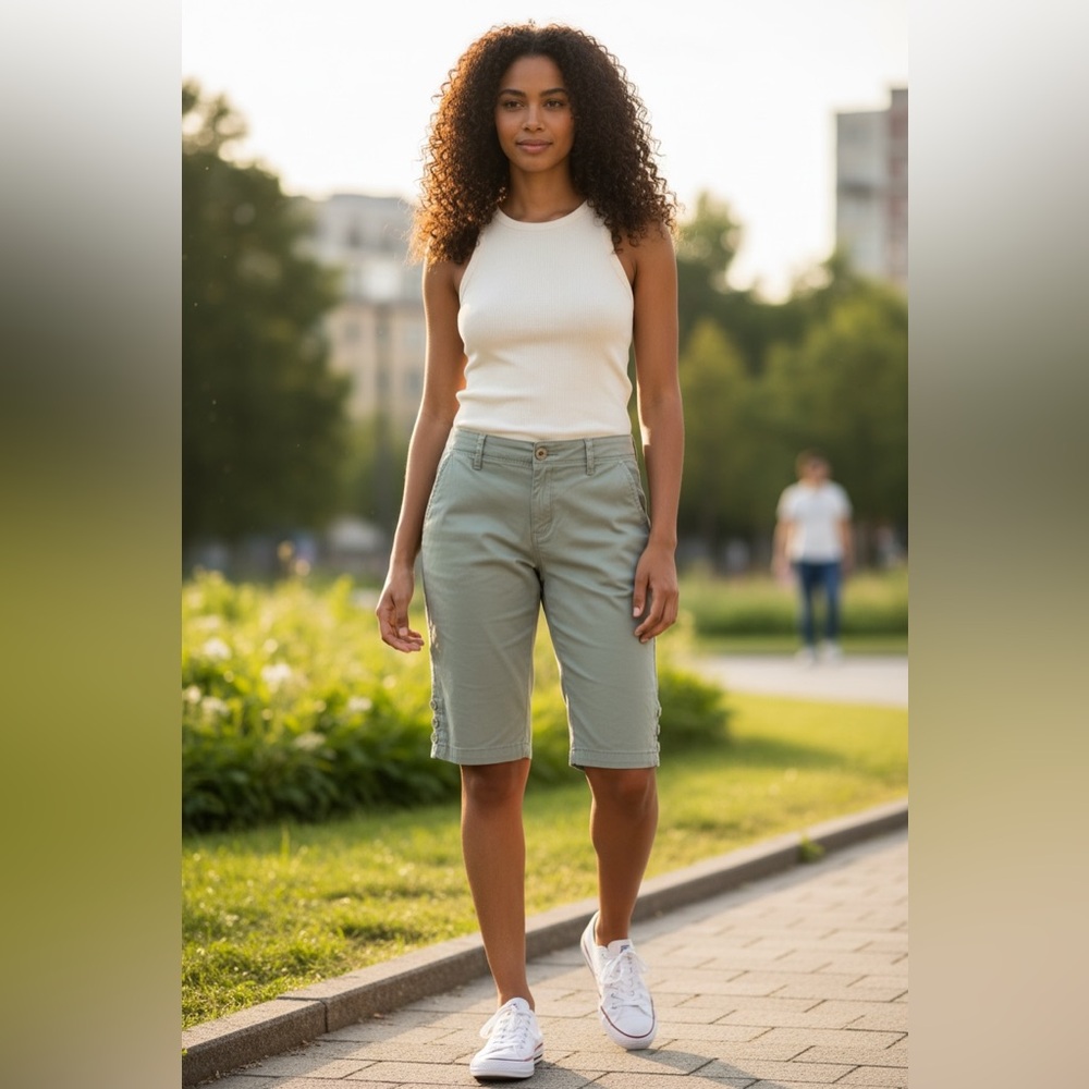 Gloria Vanderbilt Olive Green Women's Bermudas